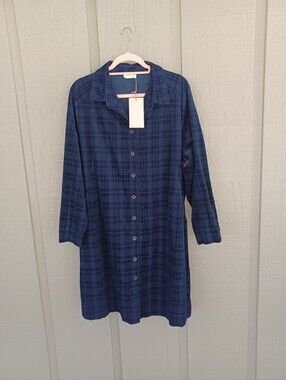 Poetry Plaid Corduroy Shirt Dress Size 18 Minimalist Cotton Pockets Dark Petrol